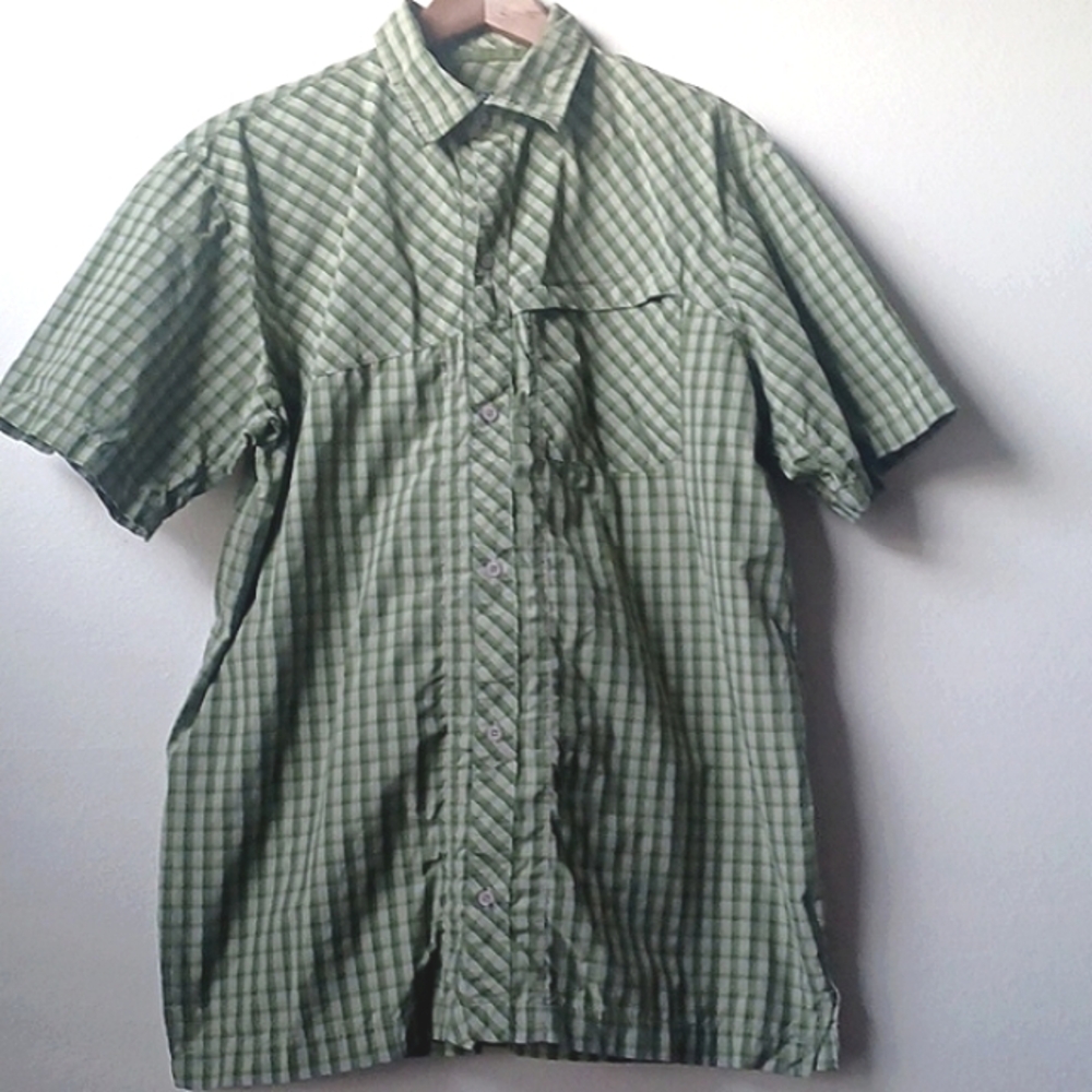 Cabela's Men's Nylon Short Sleeve Utility Shirt Front Zip Pocket Large
